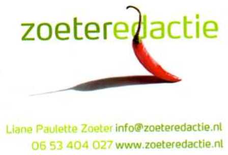 Zoeteredactie visitekaartje voorkant klein